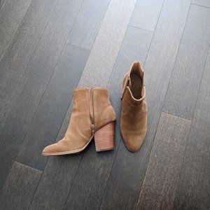 Soludos Suede Heeled Boots in Tan